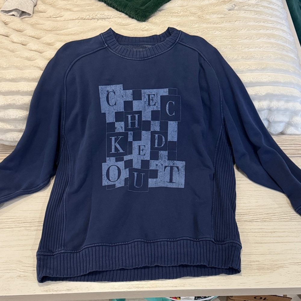 Aerie Blue Textured Sweatshirt